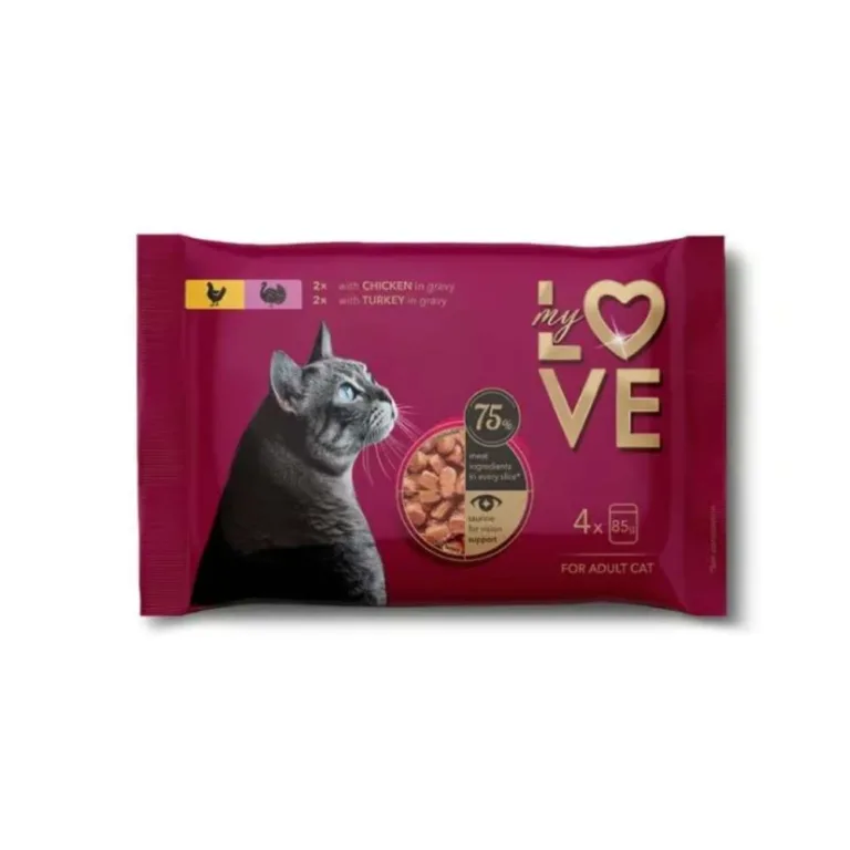 My Love Multipack Γάτας με Κοτόπουλο & Γαλαπούλα 4x85gr